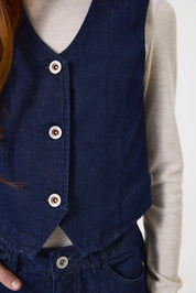Jeansweste aus Baumwollmix - 7777-rinsed - Blau