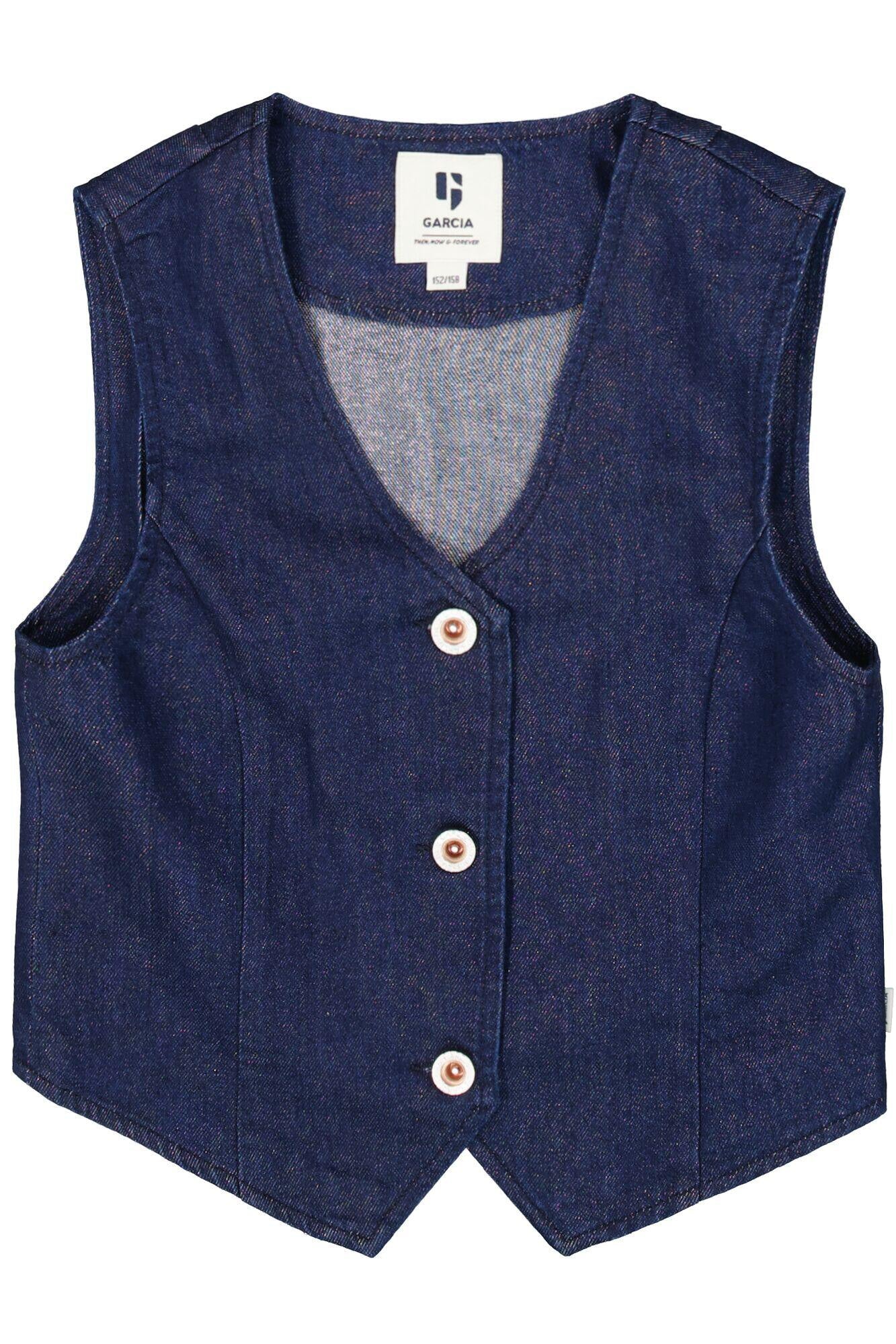 Jeansweste aus Baumwollmix - 7777-rinsed - Blau