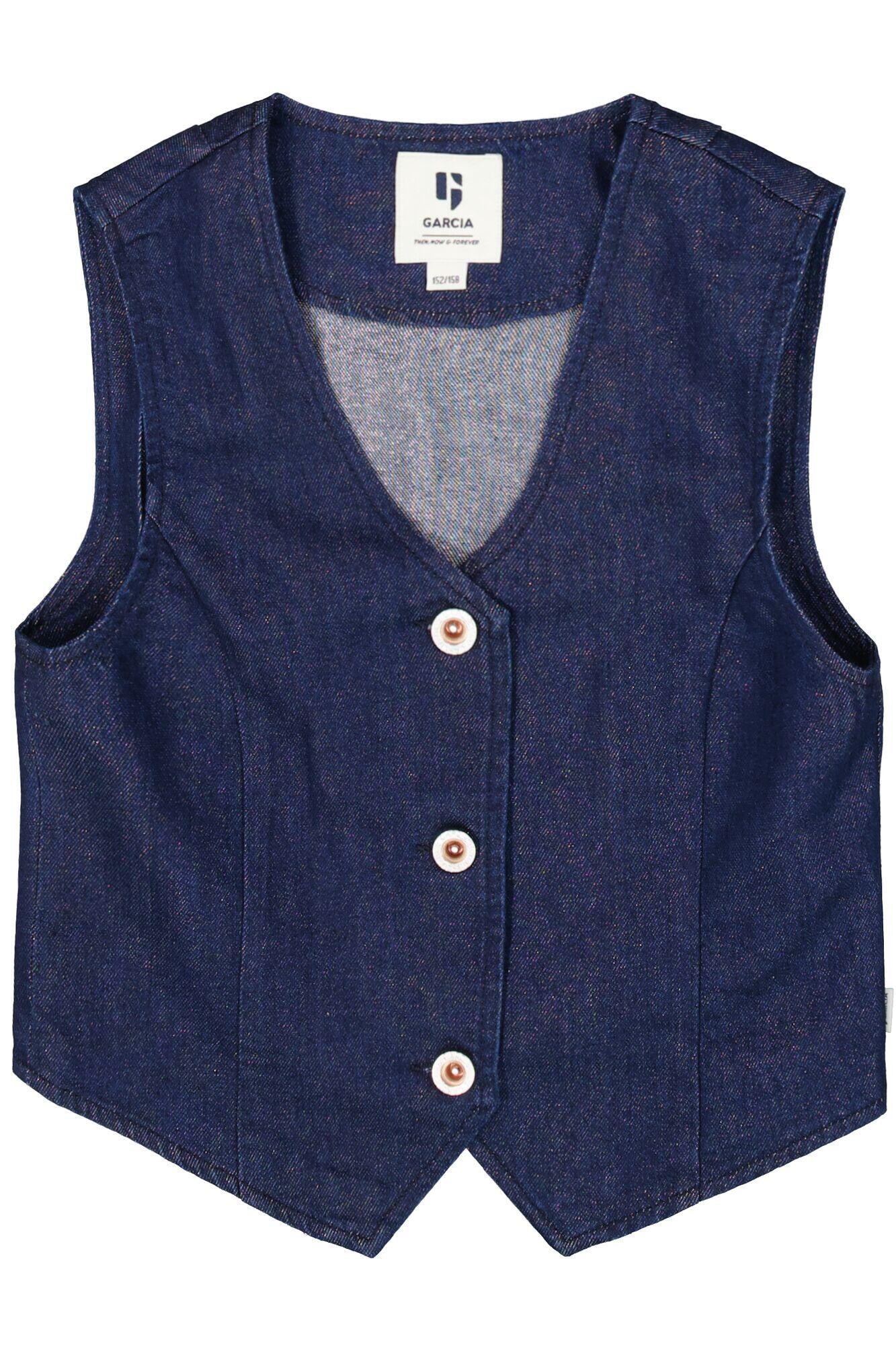 Jeansweste aus Baumwollmix - 7777-rinsed - Blau