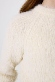 Strickpullover mit Rundhalsausschnitt - 5058-soft vanilla - Creme