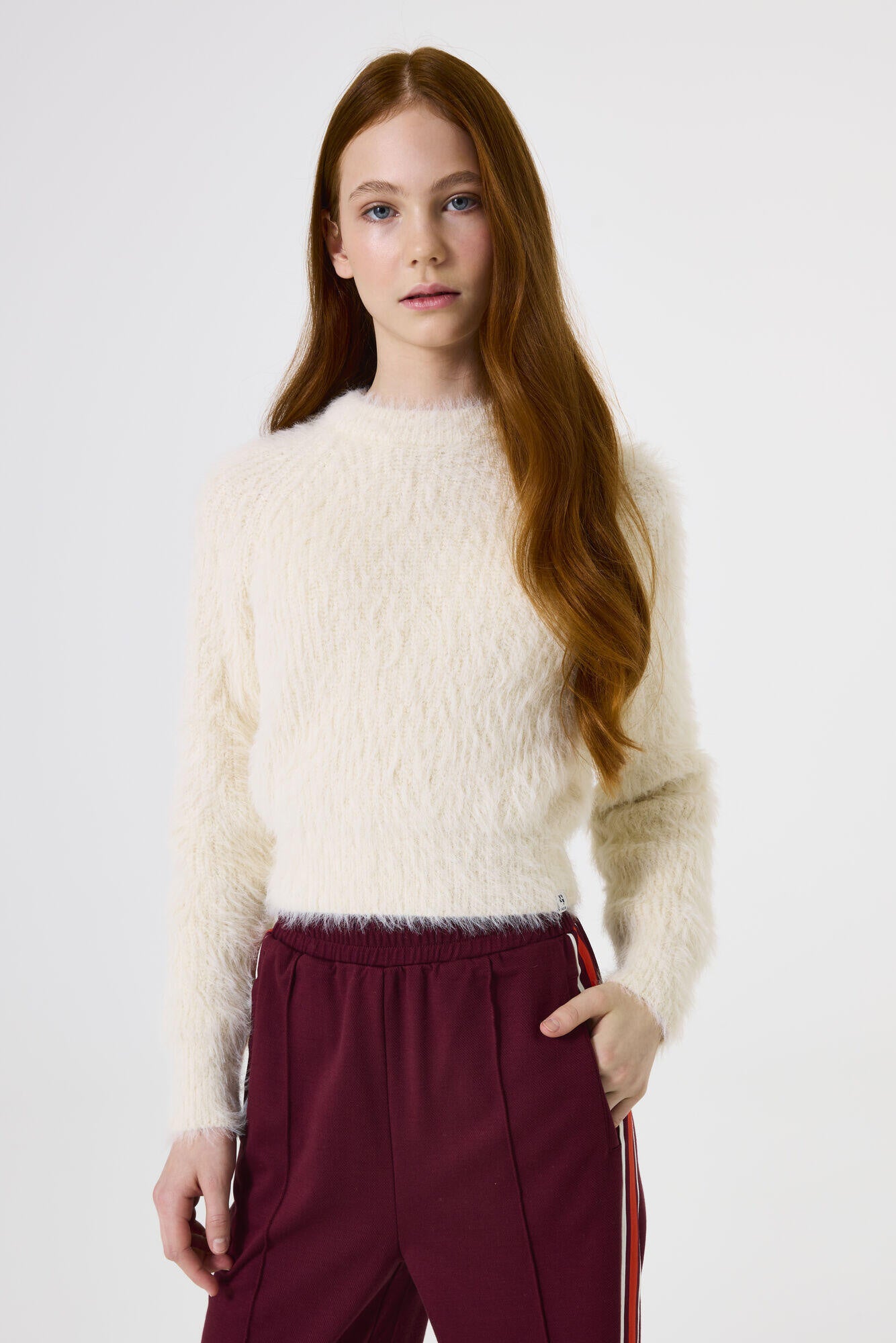 Strickpullover mit Rundhalsausschnitt - 5058-soft vanilla - Creme