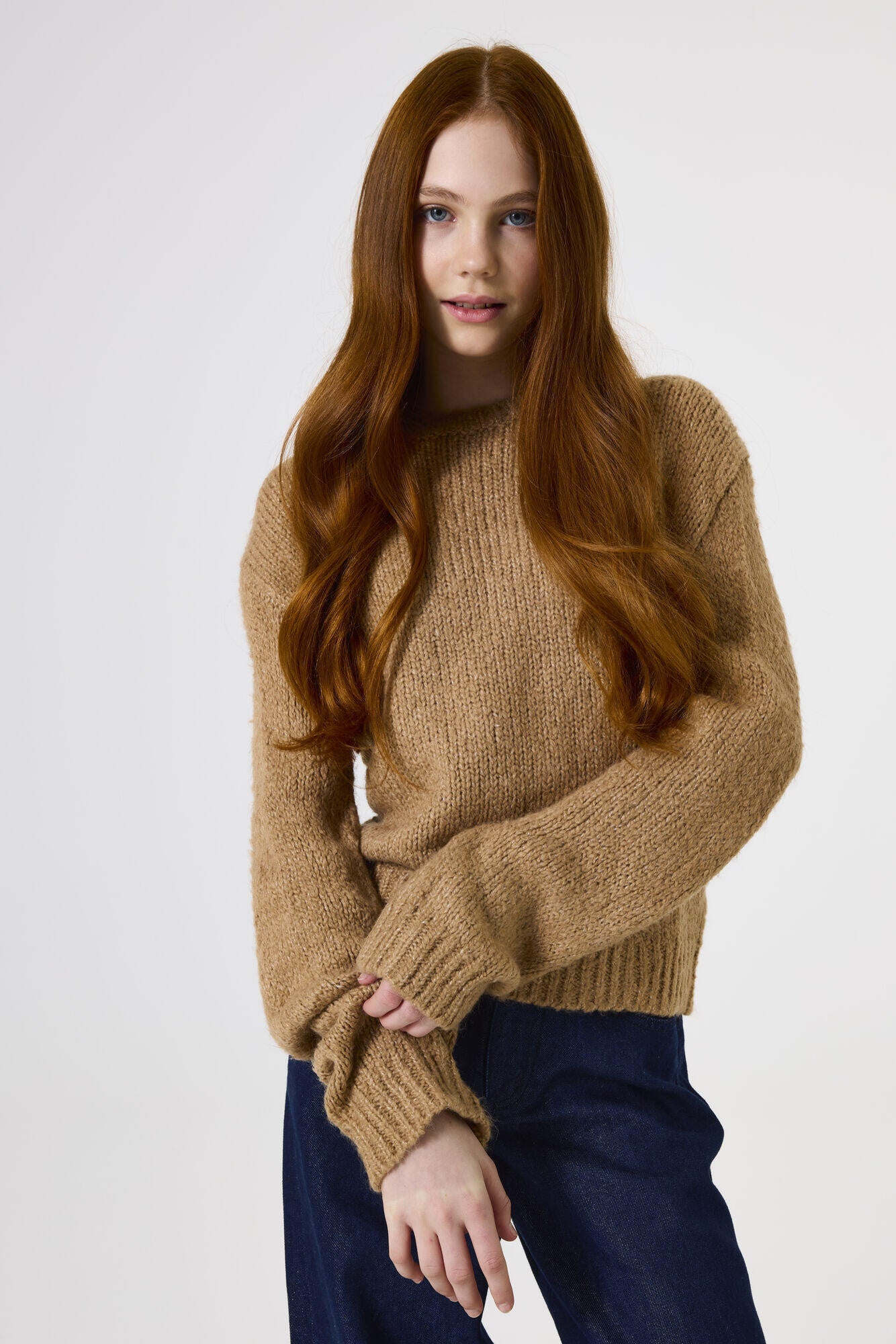 Strickpullover mit Rundhalsausschnitt - 4964-amphora - Braun