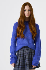 Strickpullover mit Rundhalsausschnitt - 6605-cobalt sky - Blau