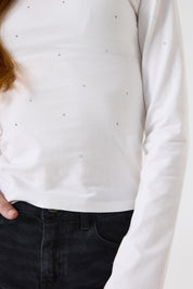 Langarmshirt aus Baumwolle - 53-off white - Weiß