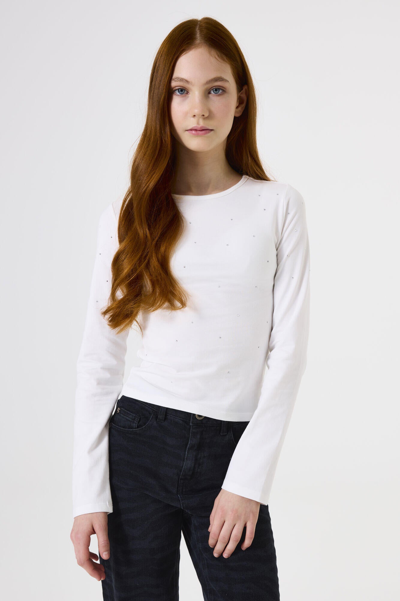 Langarmshirt aus Baumwolle - 53-off white - Weiß