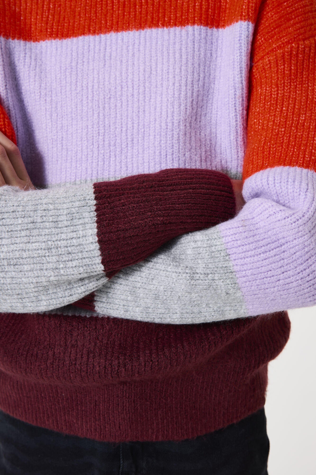 Strickpullover gestreift - 2137-pebble melee - Grau