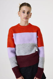 Strickpullover gestreift - 2137-pebble melee - Grau