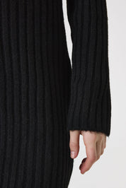 Strickkleid Midi mit Rundhalsausschnitt - 1755-off black - Schwarz