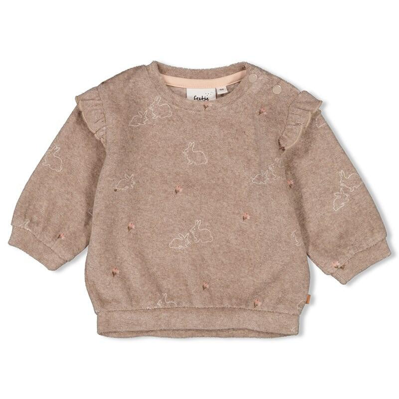 Frottee Sweater - 730-Taupe Melange - Braun