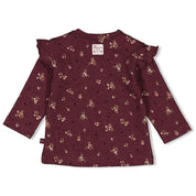 Floral gemustertes Langarmshirt - 120-Wein Melange - Violett