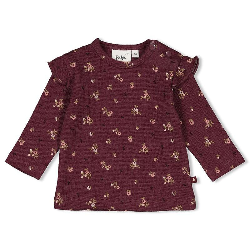 Floral gemustertes Langarmshirt - 120-Wein Melange - Violett