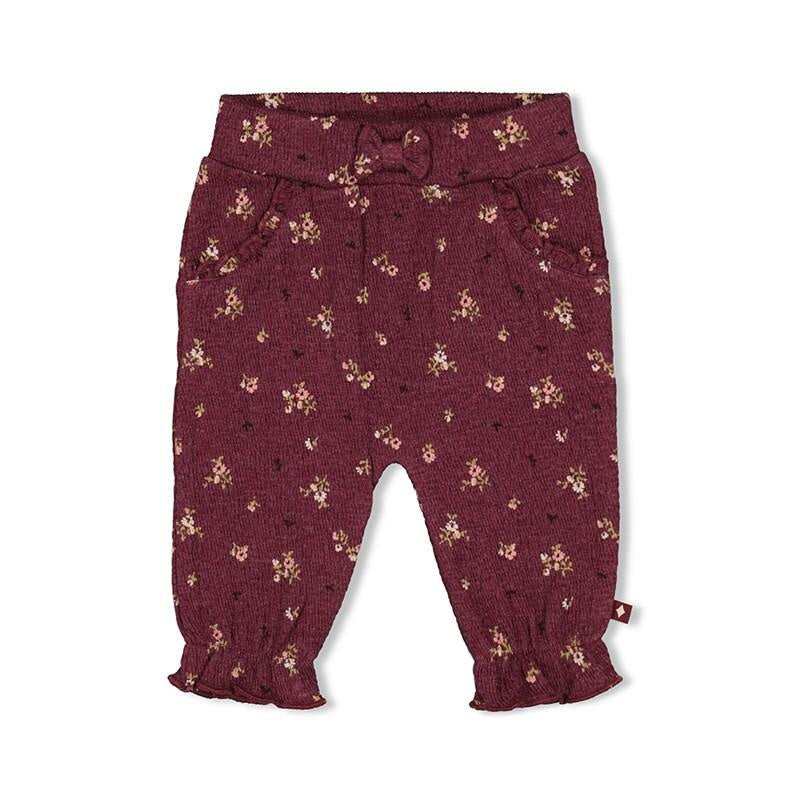 Floral gemusterte Stoffhose - 120-Wein Melange - Violett