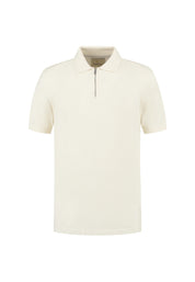 Poloshirt aus Baumwoll-Bouclé - 102-Offwhite - Weiß
