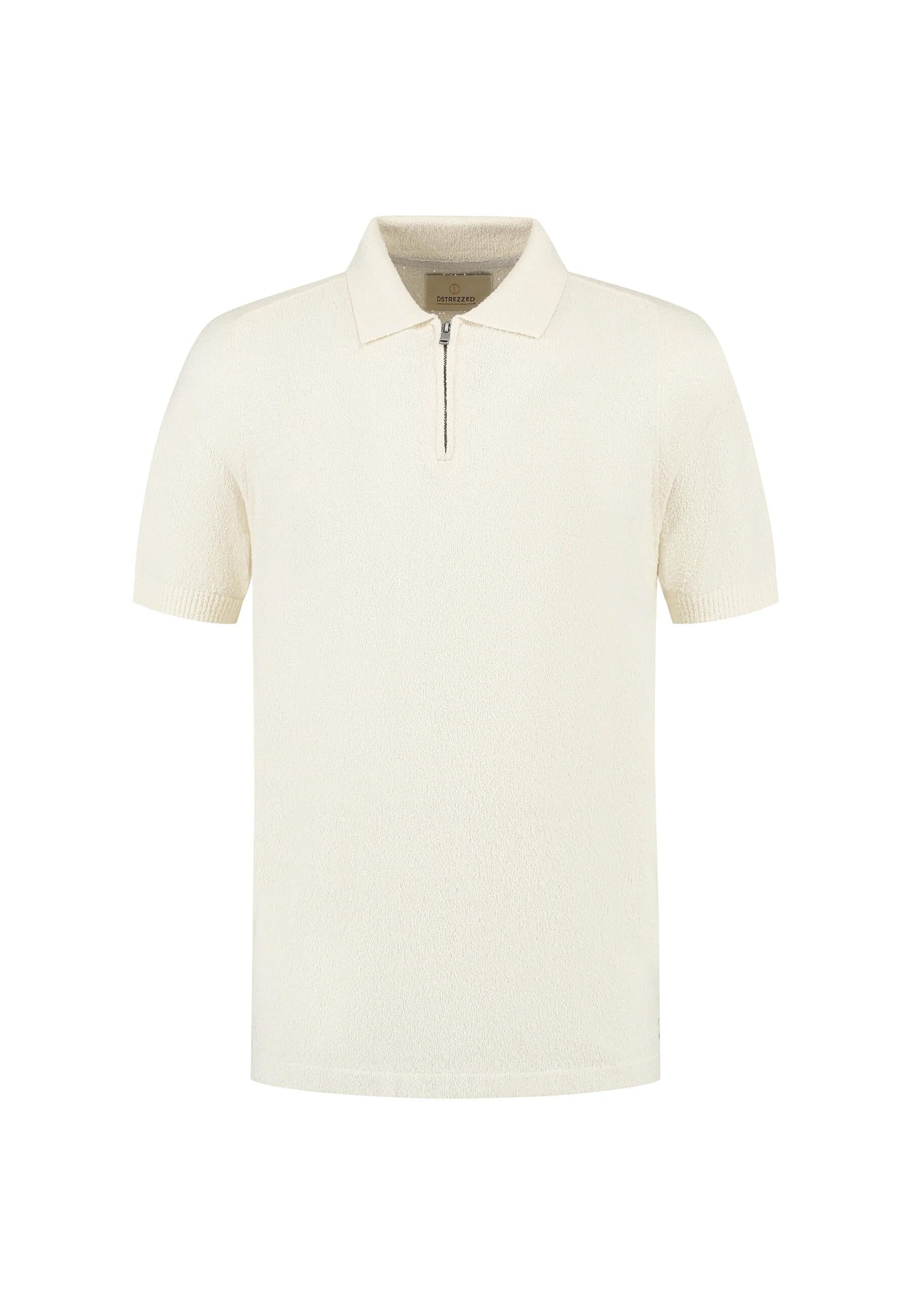 Poloshirt aus Baumwoll-Bouclé - 102-Offwhite - Weiß