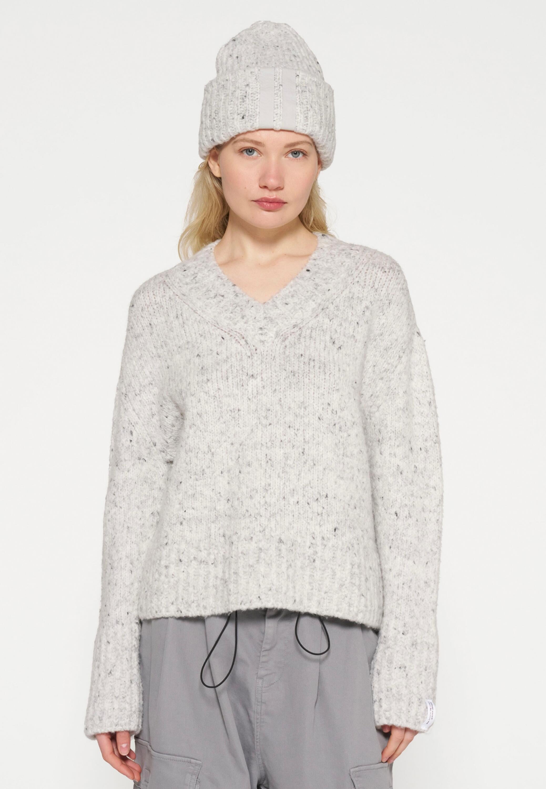 Melierter Strickpullover - 4001-light grey melee - Grau