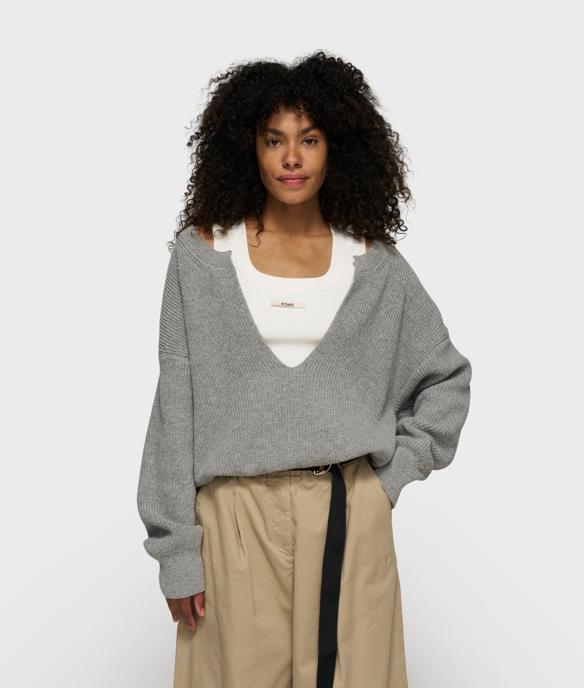 Strickpullover aus Viskosemix - 4001-light grey melee - Grau