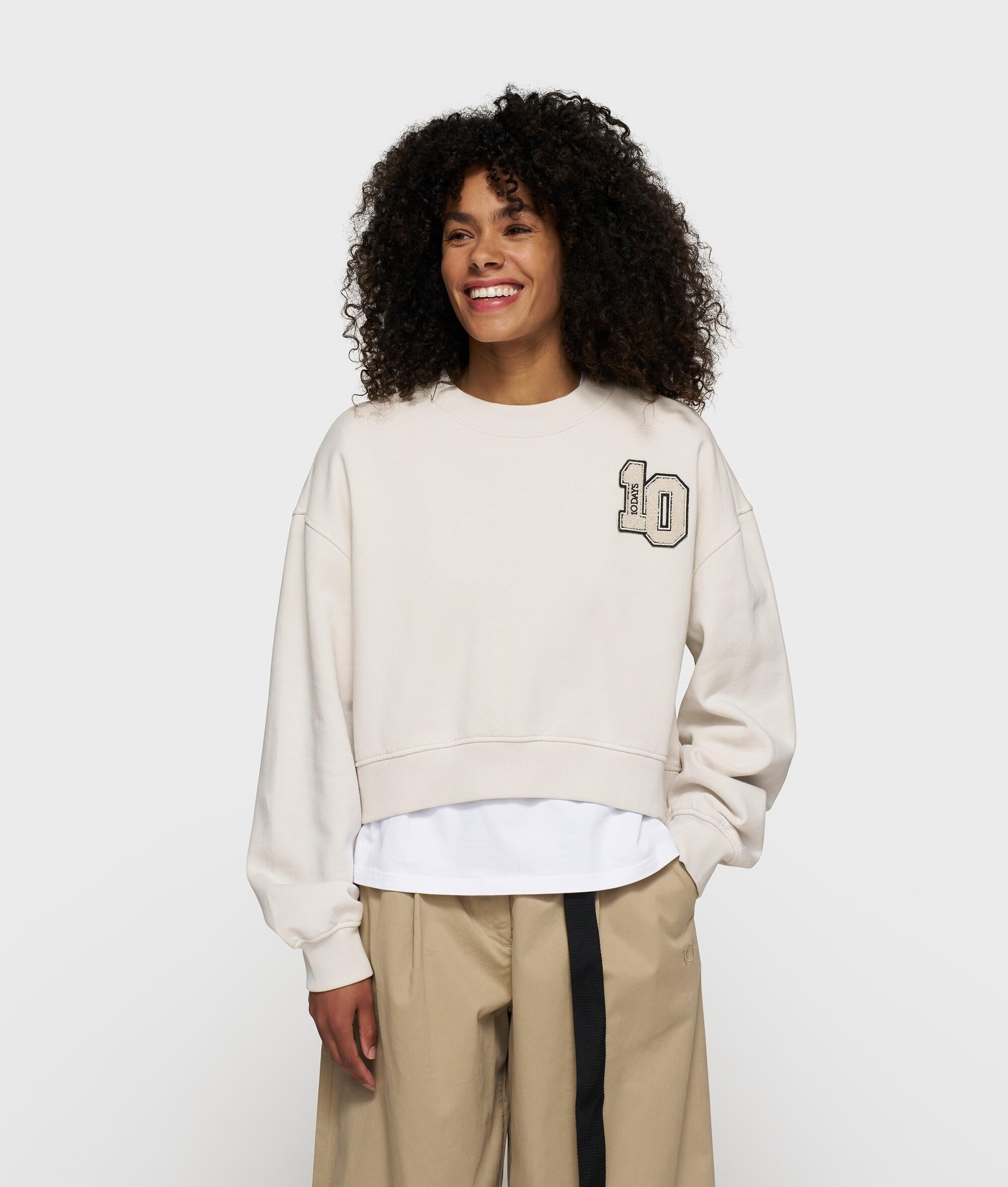 Sweatshirt cropped aus Baumwolle - 1306-cleansing kit - Beige
