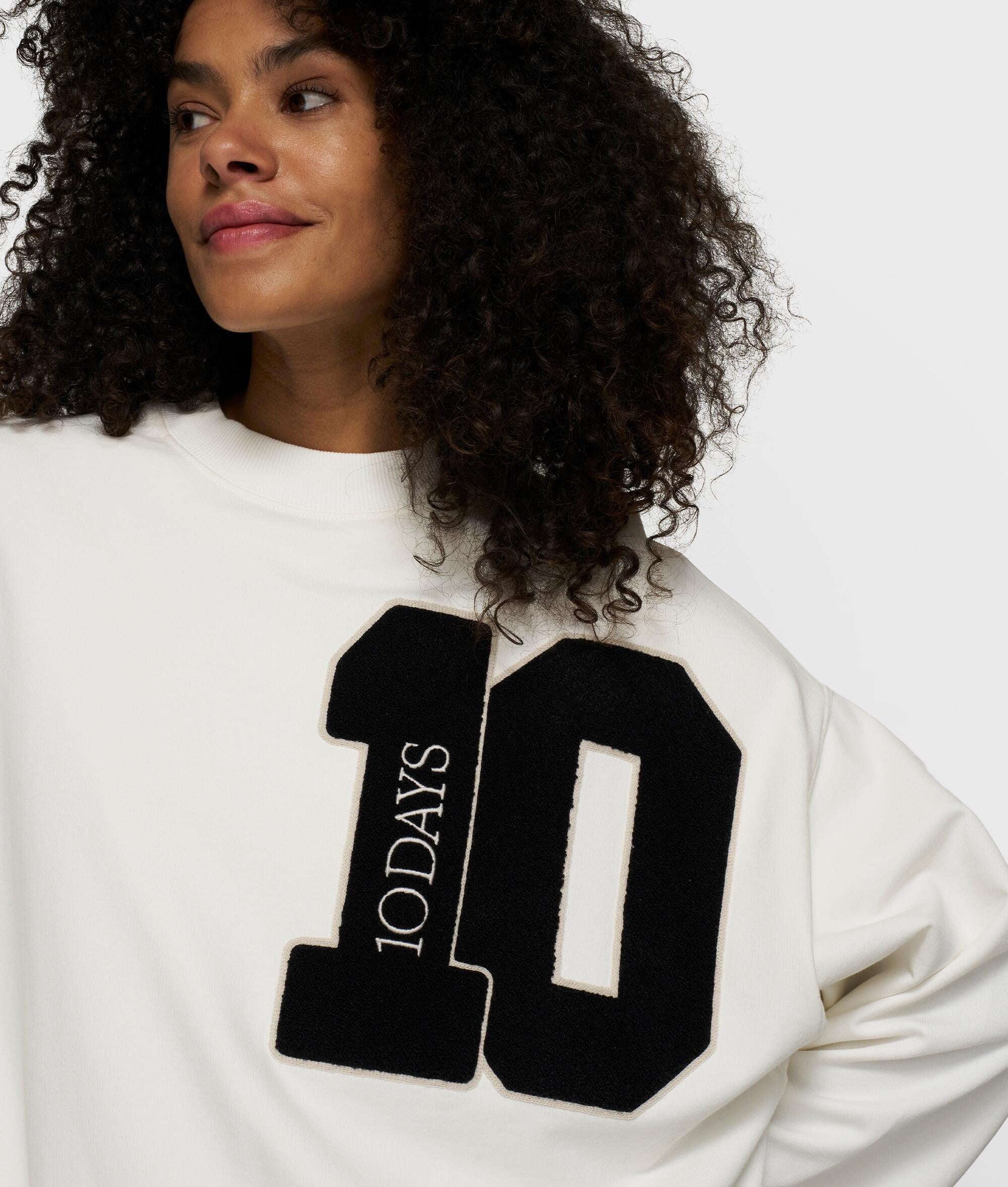 Sweatshirt oversized aus Baumwolle - 1002-ecru - Creme