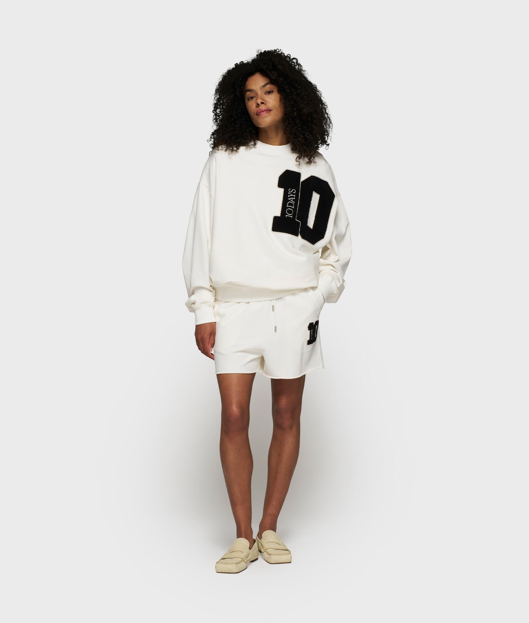 Sweatshirt oversized aus Baumwolle - 1002-ecru - Creme