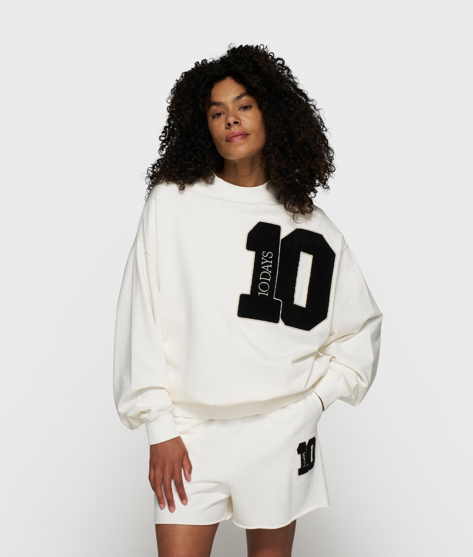 Sweatshirt oversized aus Baumwolle - 1002-ecru - Creme