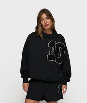 Sweatshirt oversized aus Baumwolle - 1012-black - Schwarz