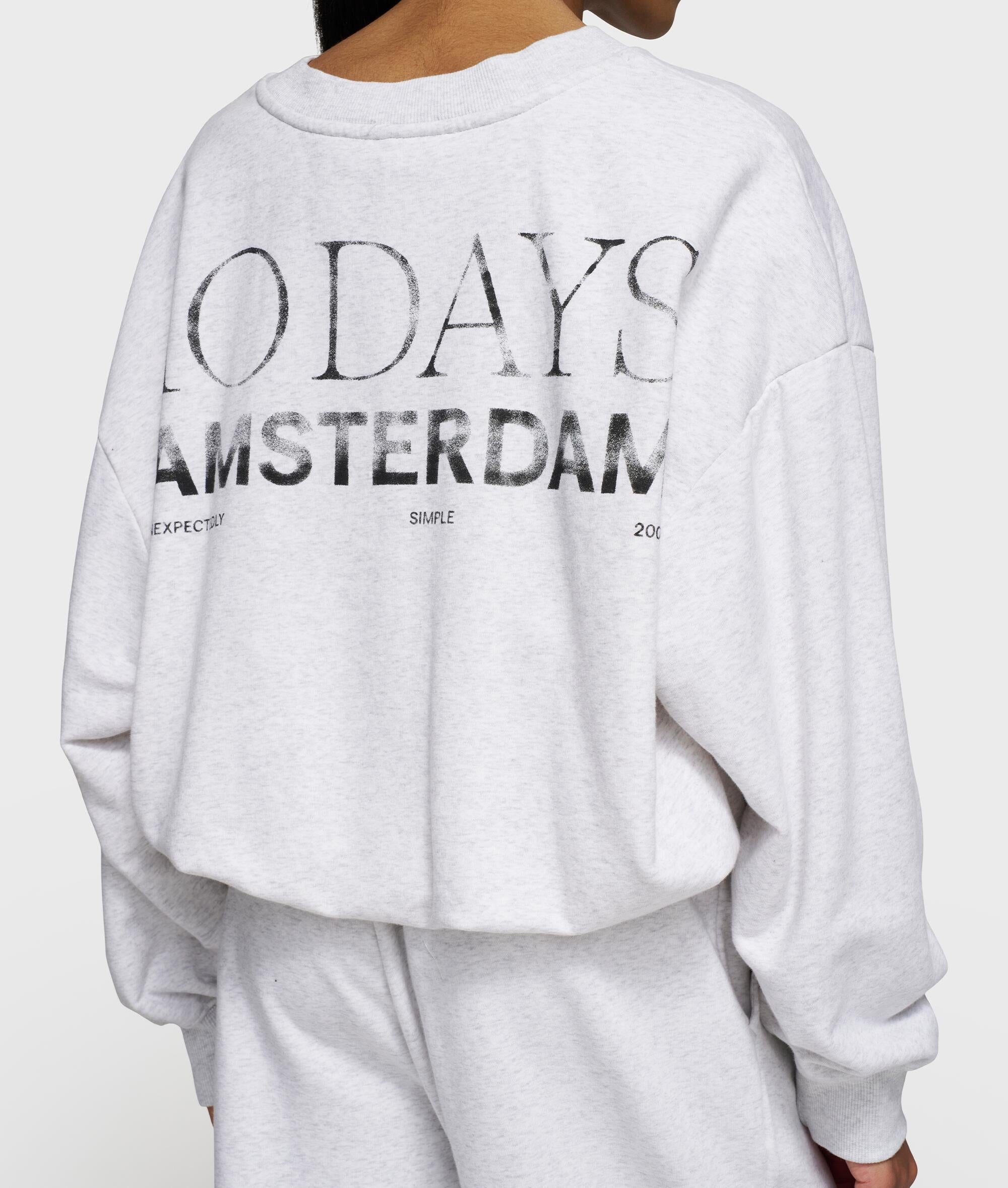 Sweatshirt oversized aus Baumwolle - 4024-white grey melee - Grau