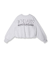 Sweatshirt oversized aus Baumwolle - 4024-white grey melee - Grau