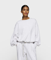 Sweatshirt oversized aus Baumwolle - 4024-white grey melee - Grau