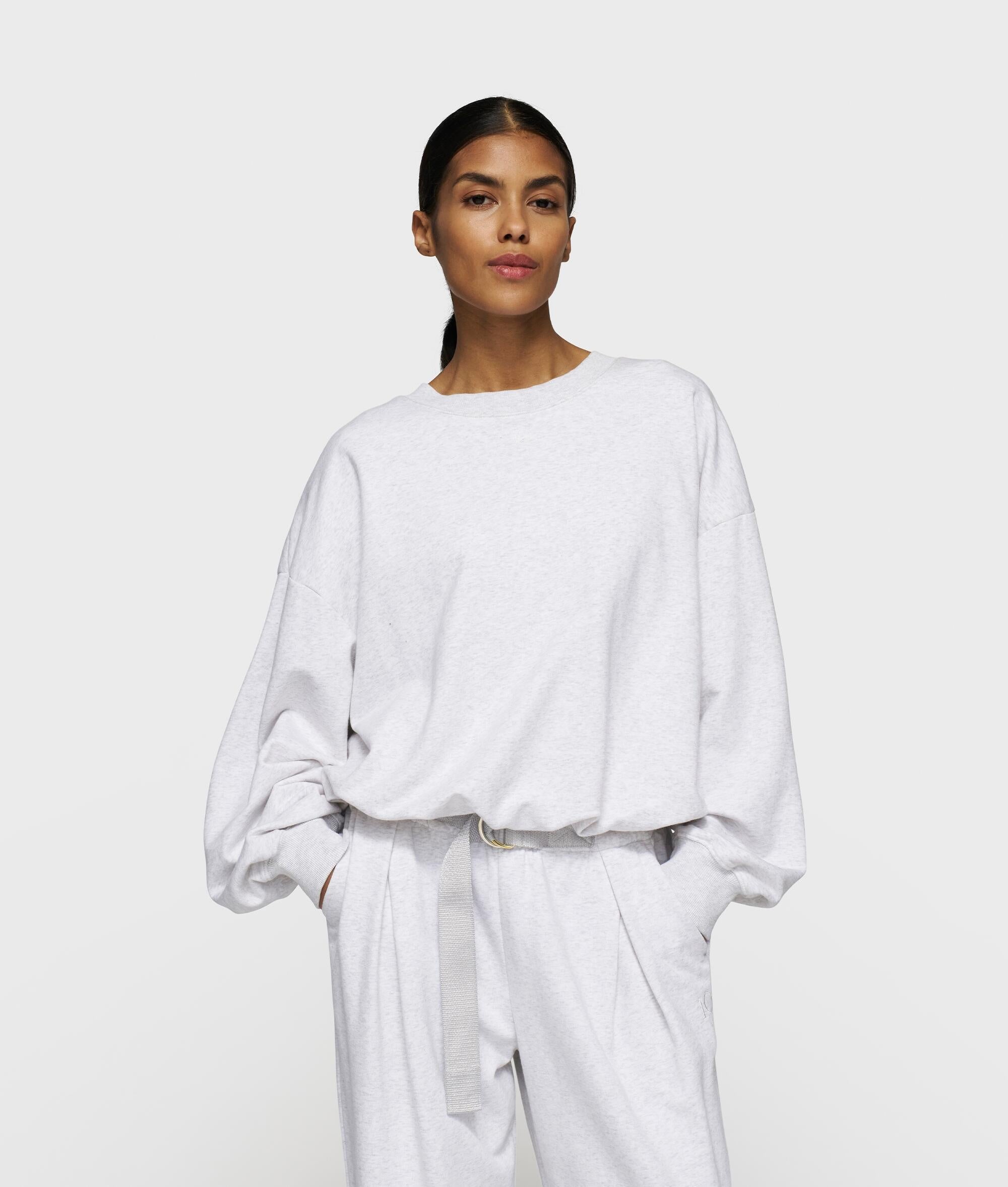 Sweatshirt oversized aus Baumwolle - 4024-white grey melee - Grau