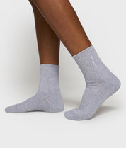 Socken aus Baumwollmix - 4024-white grey melee - Grau