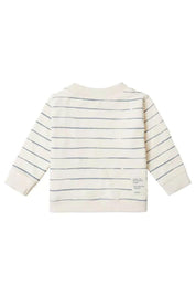 Gestreiftes Sweatshirt - N126-Whitecap Gray - Creme | Blau