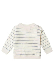 Gestreiftes Sweatshirt - N126-Whitecap Gray - Creme | Blau