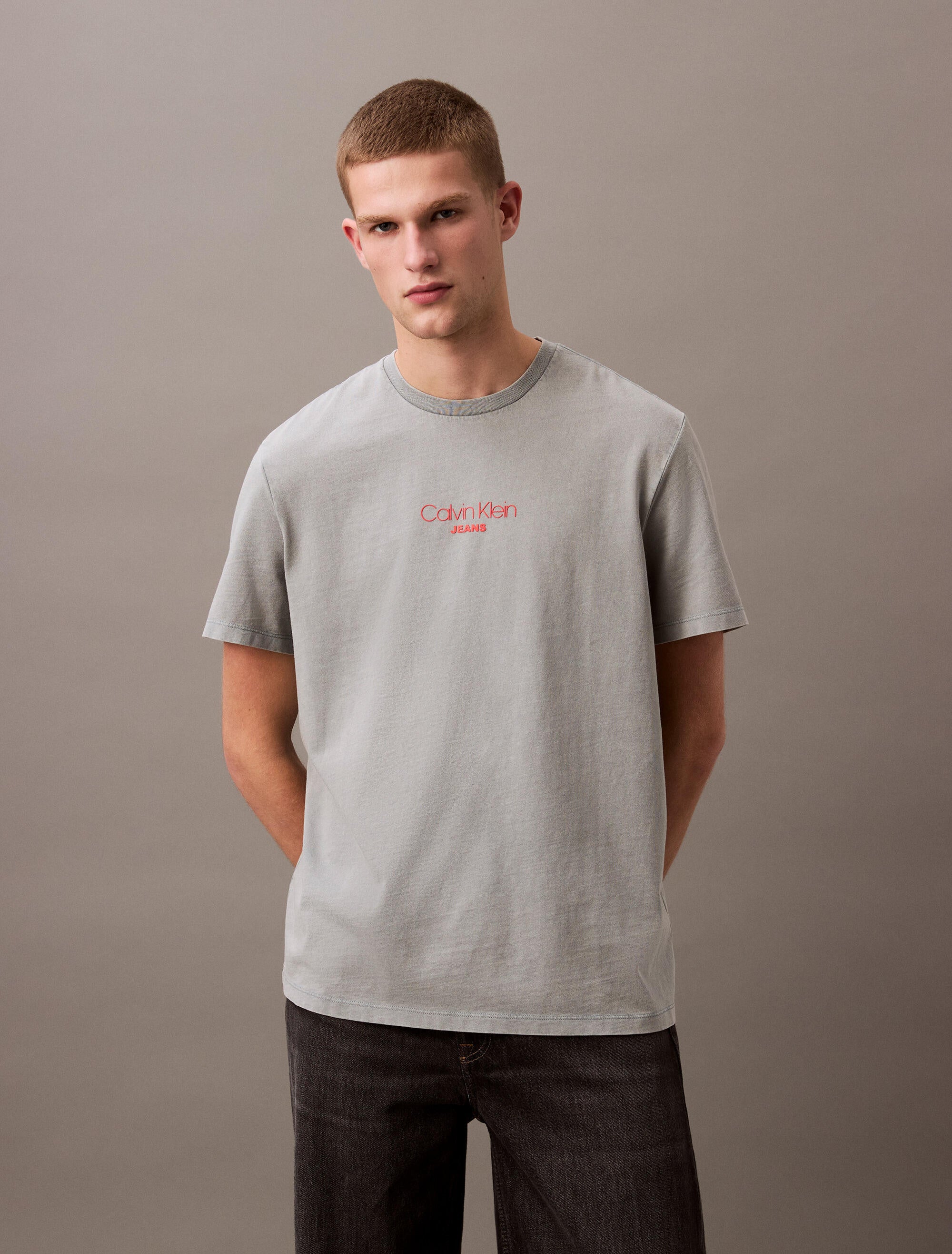 T-Shirt aus Baumwolle - CKM-BLUE - Grau