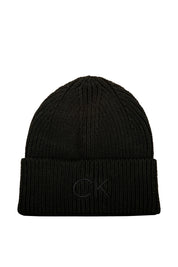 Ripp-Mütze mit Logo-Stick - BAX-BLACK - Schwarz