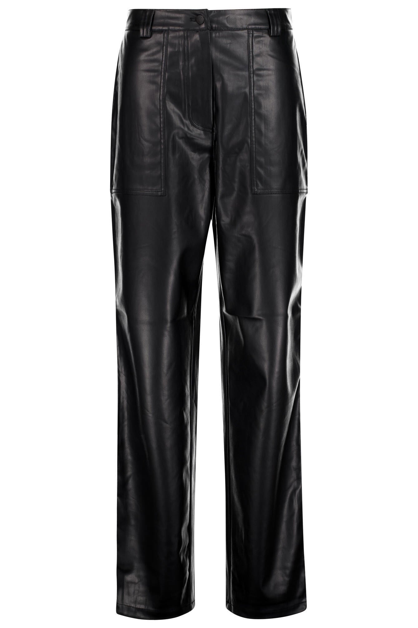 Lederhose High Waist aus Kunstleder - BEH-BLACK - Schwarz