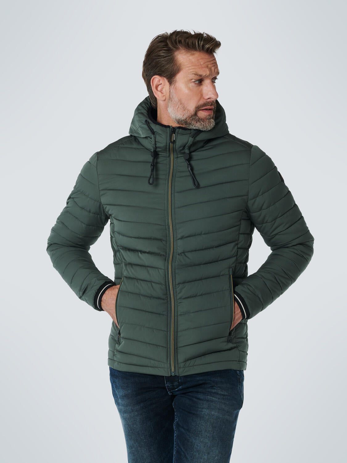 Steppjacke - 124-Dark Steel - Grau | Grün