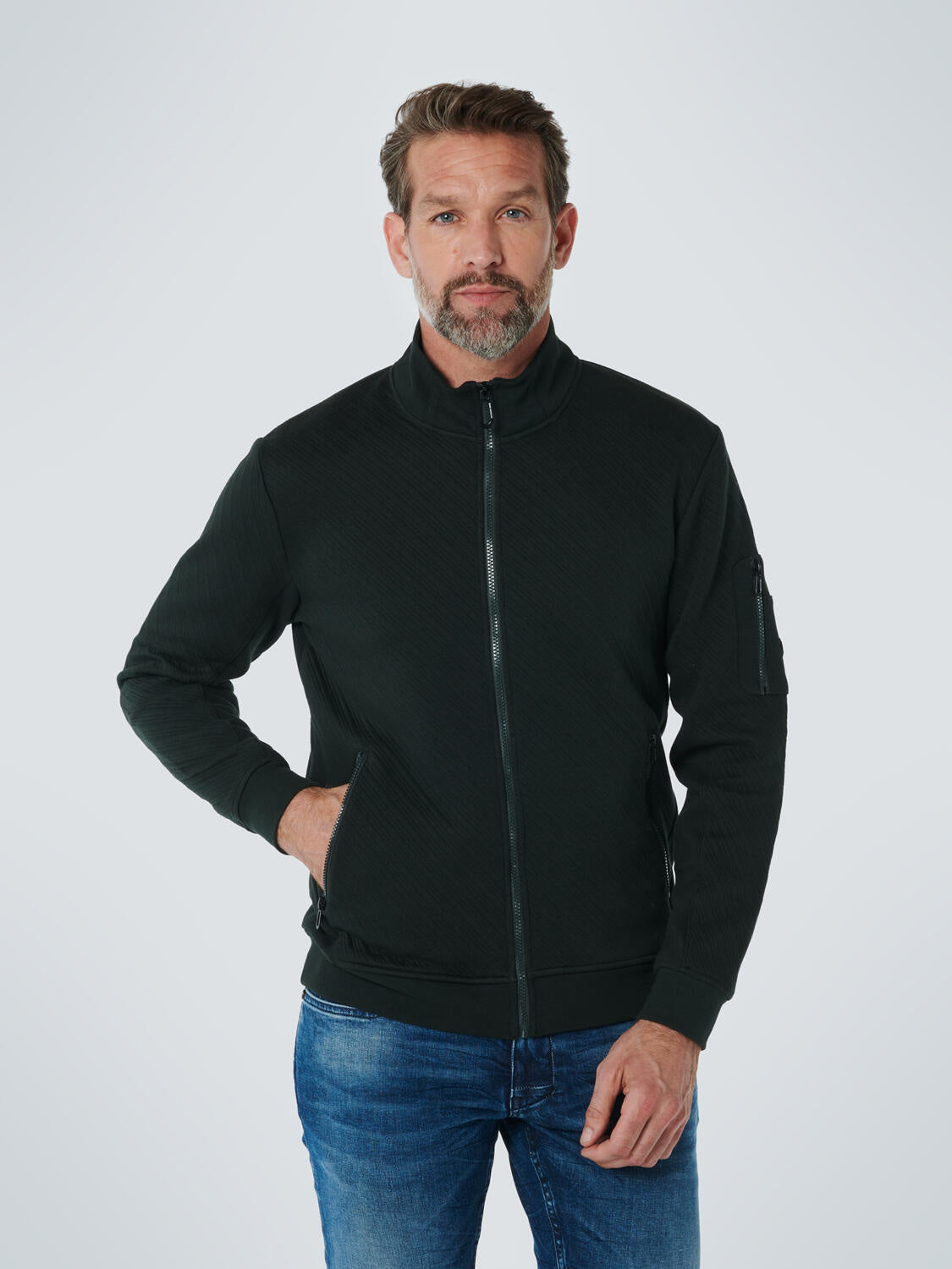 Sweatjacke - 174-Greenish Black - Grün