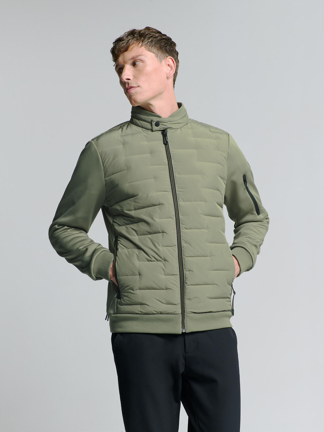 Hybrid-Jacke mit Stehkragen - 177-Light Army - Grün