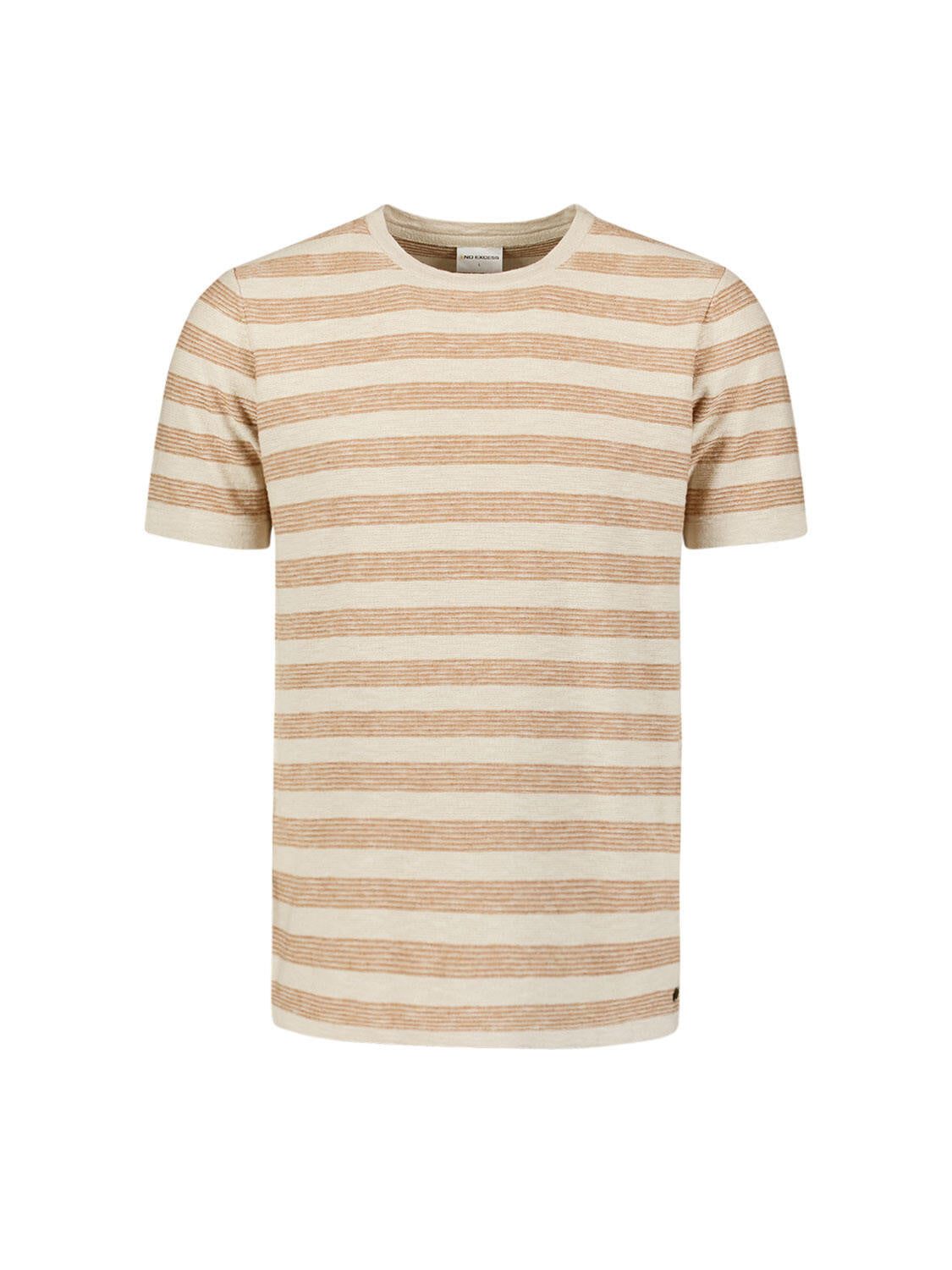 T-Shirt gestreift aus Baumwollmix - 043-Khaki - Beige