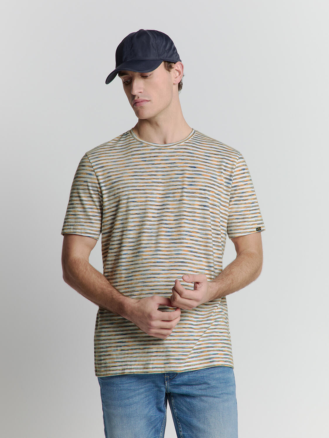 T-Shirt gestreift aus Baumwolle - 070-Yellow - Gelb