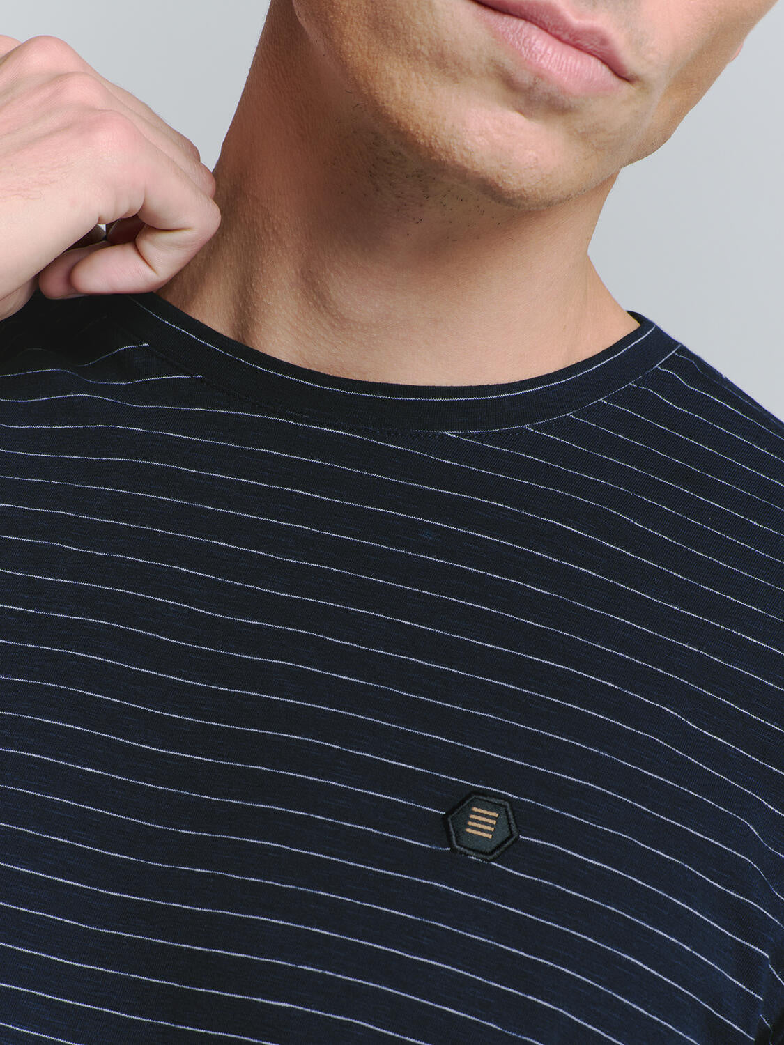 T-Shirt gestreift aus Baumwolle - 096-Deep Blue - Blau