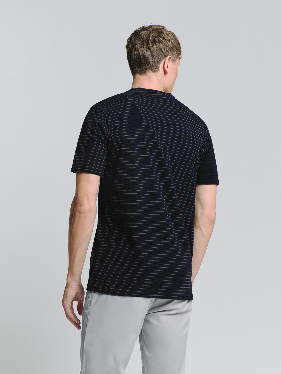 T-Shirt gestreift aus Baumwolle - 096-Deep Blue - Blau