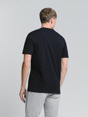 T-Shirt gestreift aus Baumwolle - 096-Deep Blue - Blau