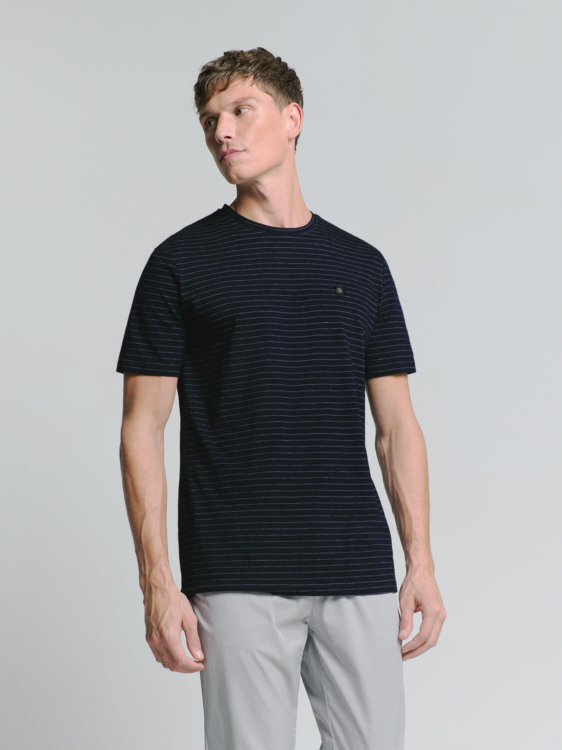 T-Shirt gestreift aus Baumwolle - 096-Deep Blue - Blau