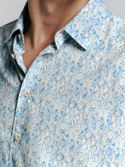 Freizeithemd gemustert Regular Fit - 130-Cloud - Blau
