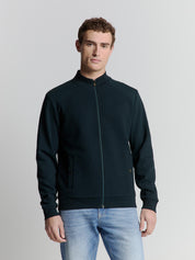 Sweatshirtjacke mit Stehkragen - 078-Night - Blau