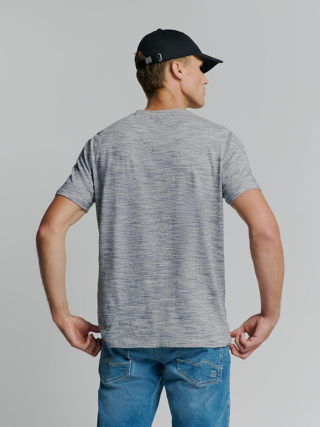 T-Shirt meliert aus Baumwollmix - 096-Deep Blue - Blau
