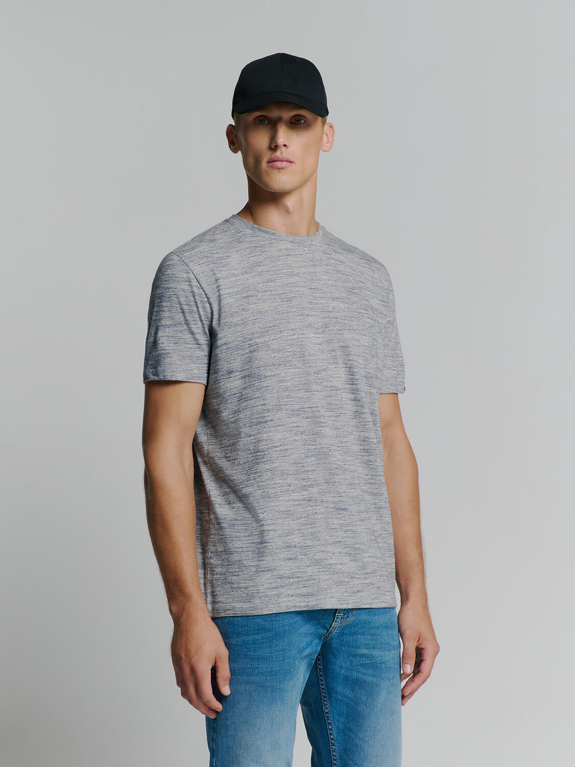 T-Shirt meliert aus Baumwollmix - 096-Deep Blue - Blau