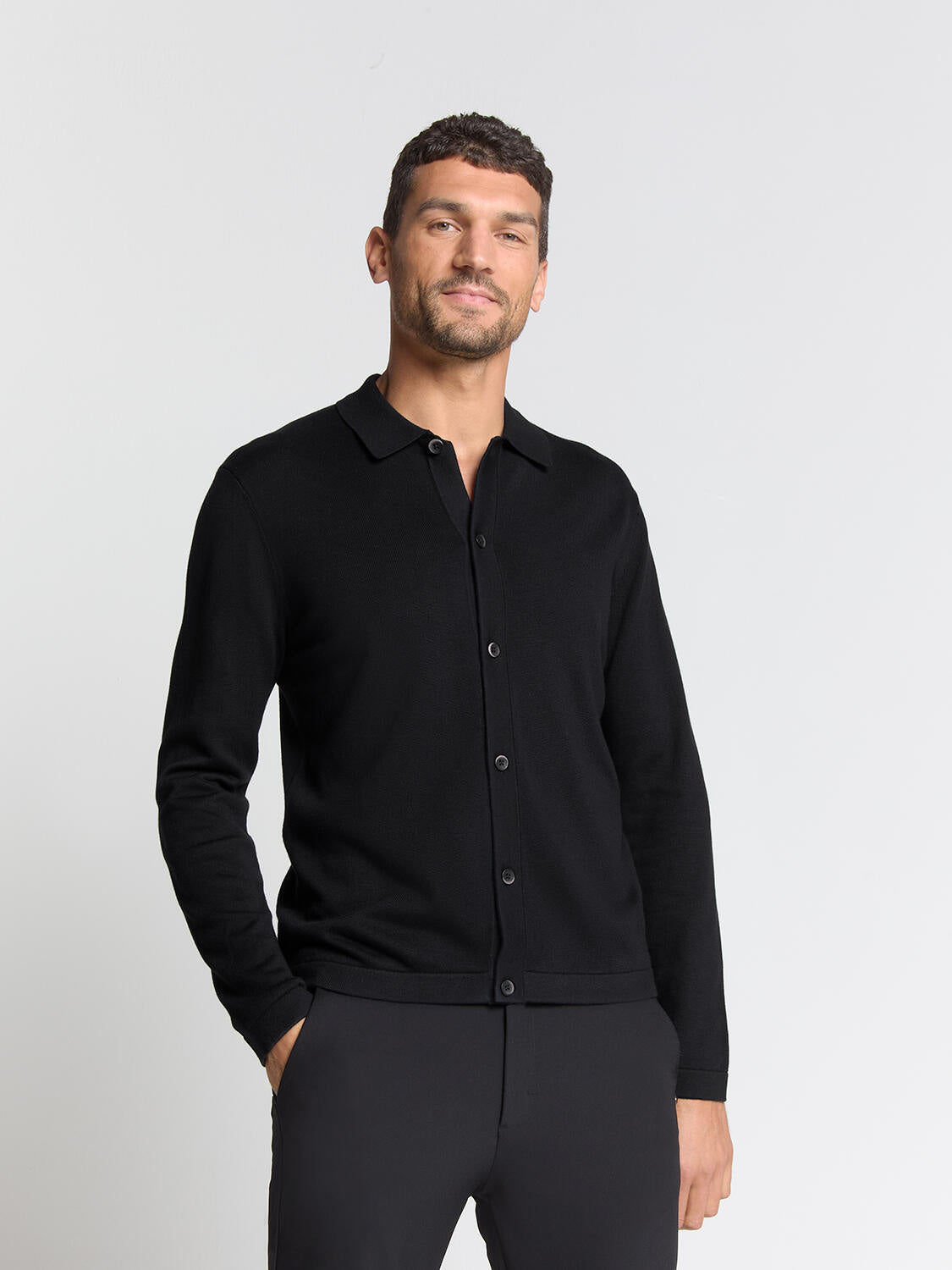 Pullover mit Polokragen - 020-Black - Schwarz