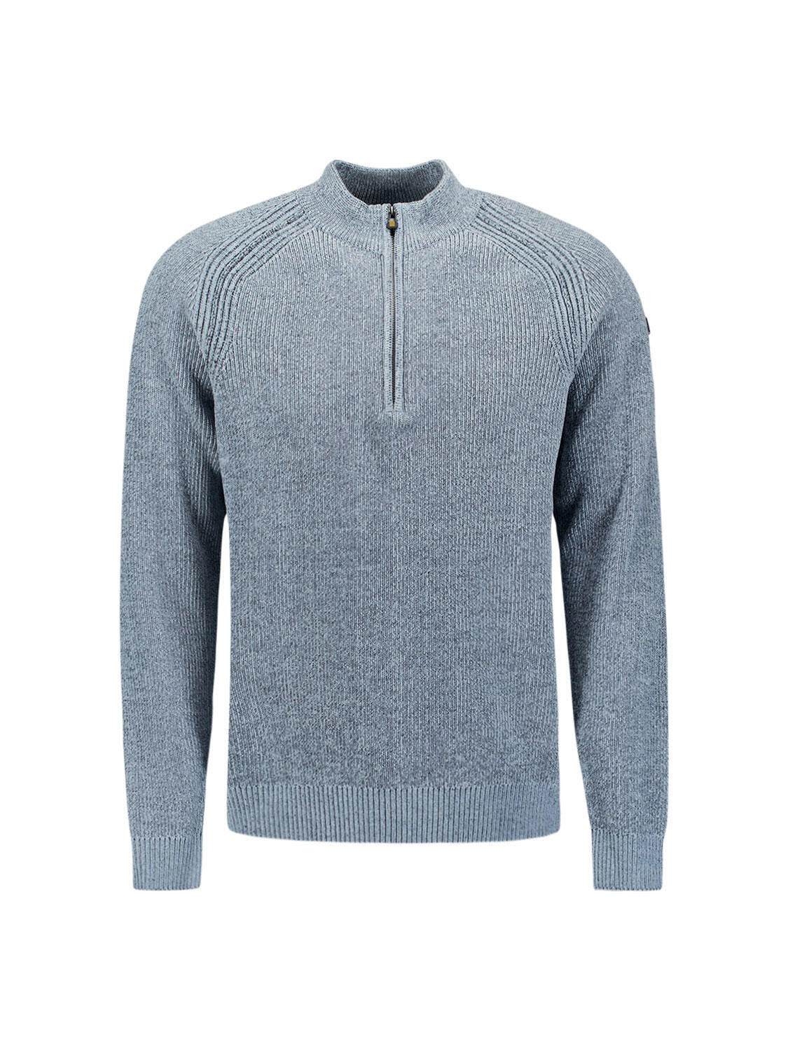 Strickpullover mit Troyerkragen - 138-Dusty Blue - Blau